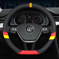 new for volkswagen fashion sports 3 lines leather car steering wheel cover for vw beetle golf jetta passat polo tiguan scirocco