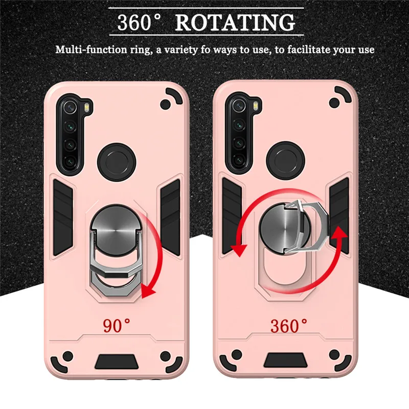 Luxury Armor Shockproof Phone Case For Xiaomi Redmi Note 8T 8 7 6 Pro Redmi 5 Plus Mi 9T Pro Car Holder Ring Bumper Cases Shell