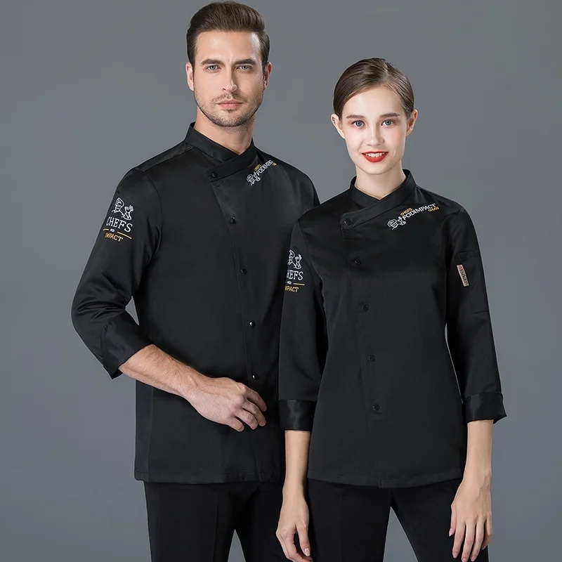 Унисекс Униформа шеф повара КУРТКА для готовки с длинным рукавом мужчин женщин
