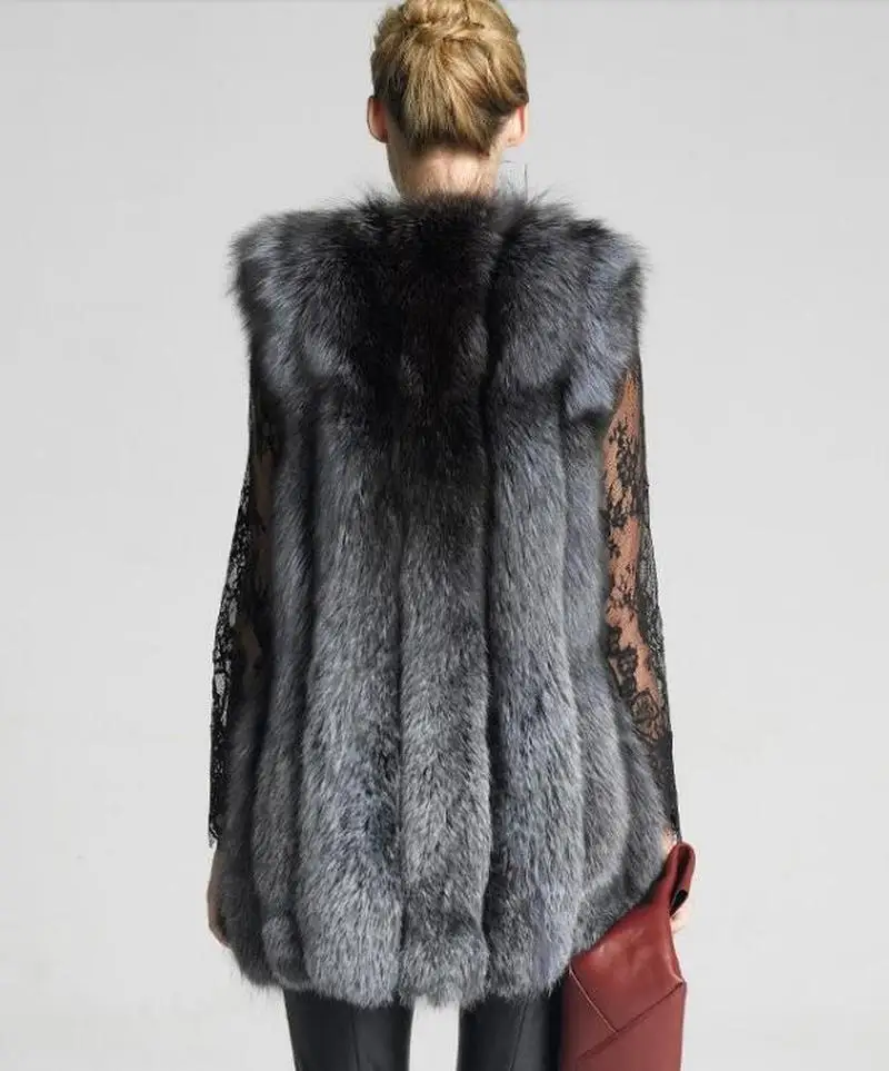 Роскошное Женское зимнее меховое пальто модная меховая куртка без рукавов