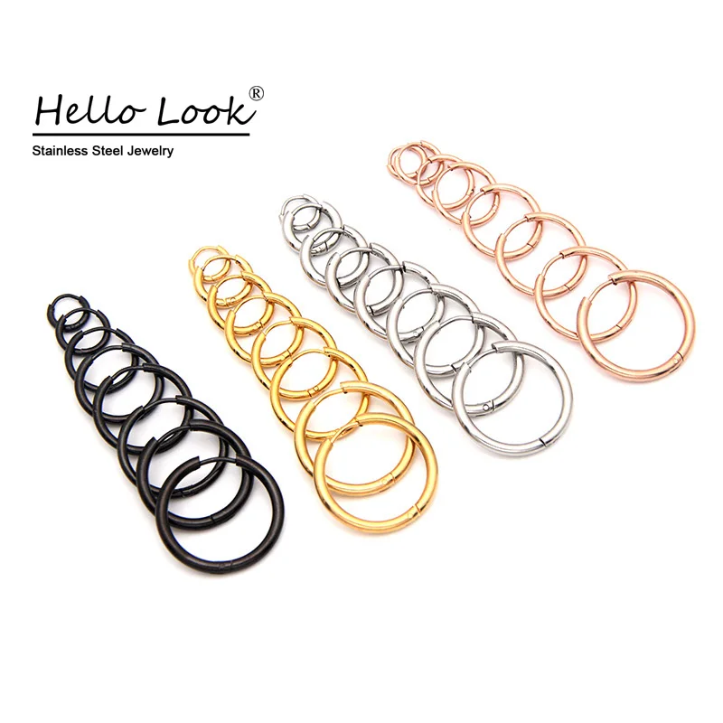 

HelloLook 6 Size Hoop Earrings for Women Men Stainless Steel Trendy Big Circle Minimalist Earring Jewelry Accessories