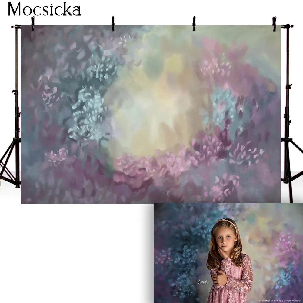 Фон для студийной фотосъемки новорожденных с абстрактным изображением цветов |