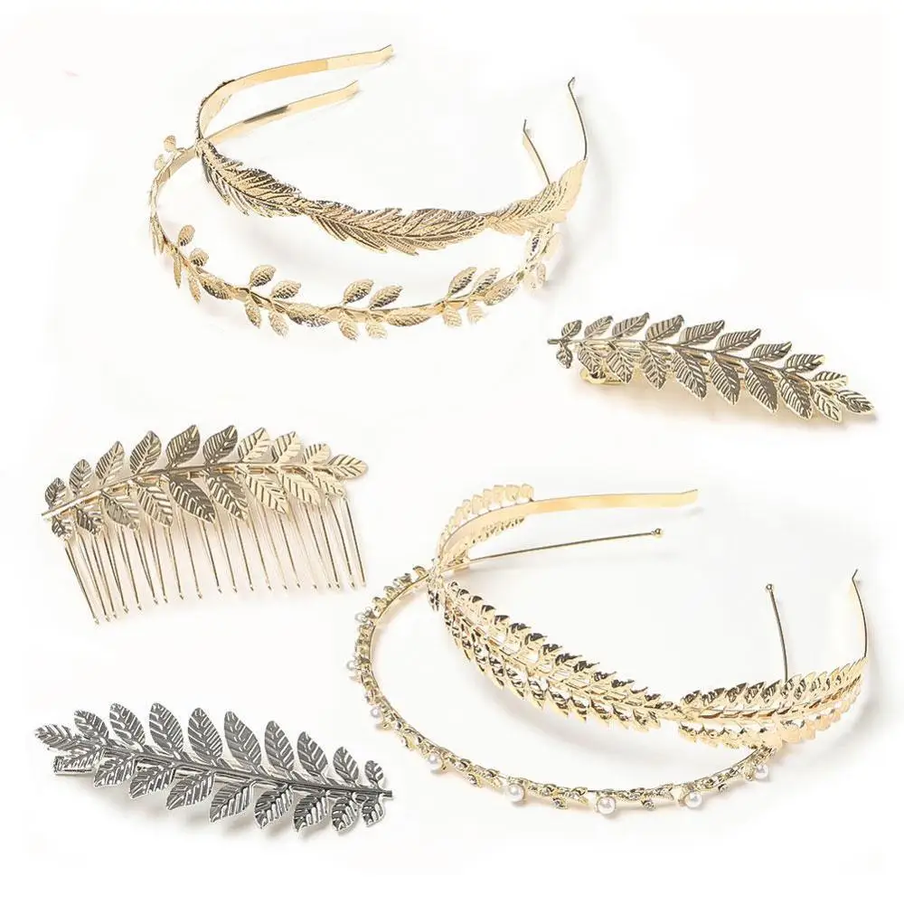 

Elegant Women Gold Silver Feather Leaf Barrettes Hairpin Headwear Comb Insert Clip Clip Headband Accessories Duckbill Weddi N4K4