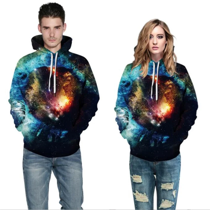 

Мужской пуловер с капюшоном и принтом «Вселенная»