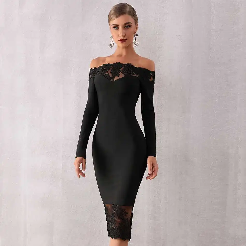 Seamyla, новинка, женское Бандажное платье, Vestidos, с вырезом лодочкой, кружевное, для знаменитостей, вечерние, сексуальное, винно-красное, черное, облегающее, Клубное платье