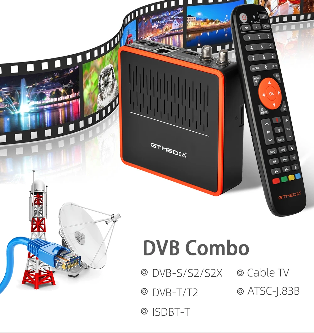 GTMEDIA GT Combo DVB-S2X-T2/C ISDBT ATSC-C(J.83B) Decoder 4K Satellite TV Receiver Android 9.0 Smart Box CA Card CCam | Электроника
