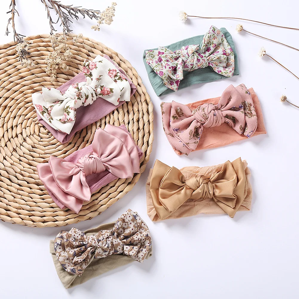 

Baby Girl Bohemia Printed Flower Kids Headband Newborn Infant Soft Knot Bows Headwraps Baby Headwear Cute Gifts Photo Props