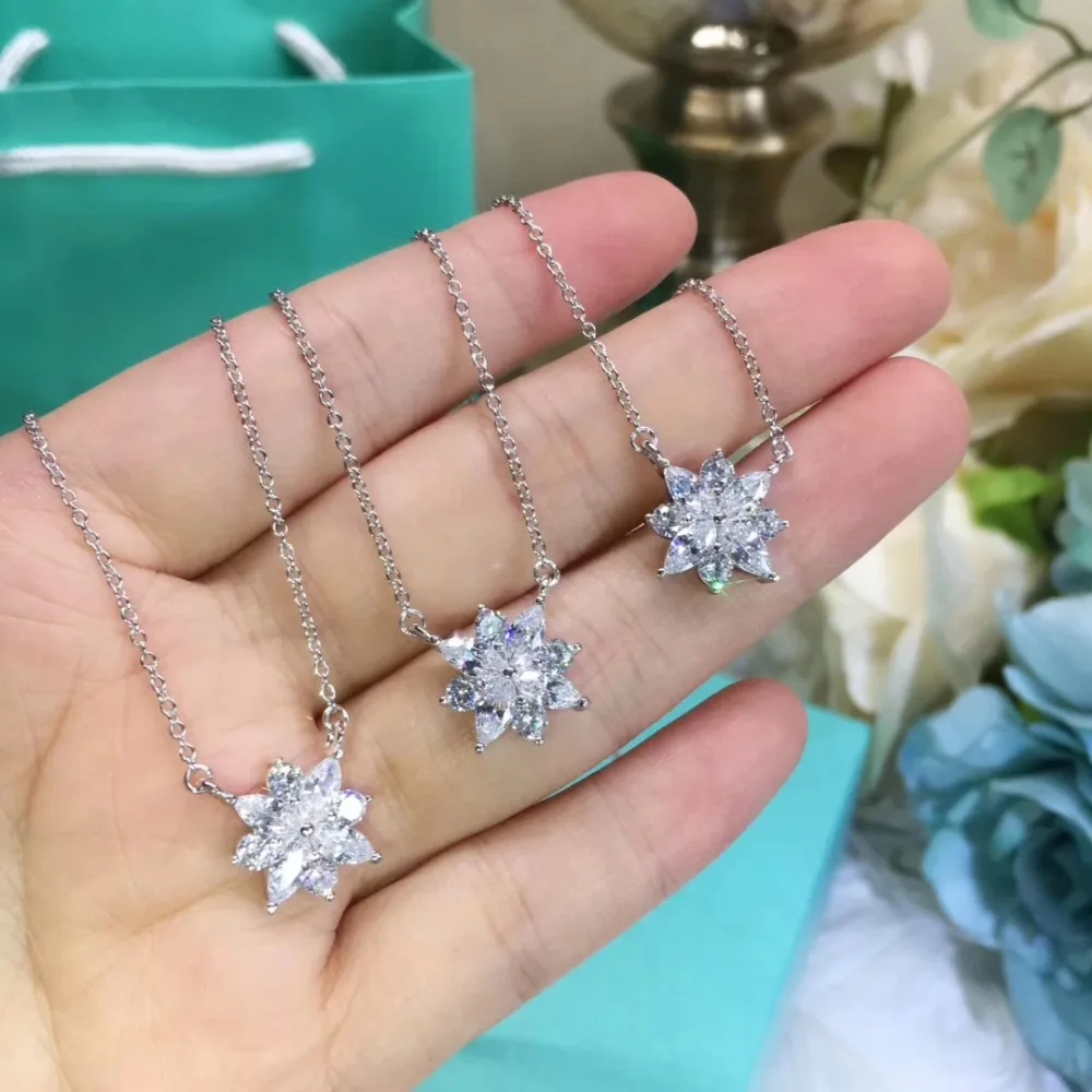 

NN21 Romantic necklace 925 Sterling Silver for Women fine Wedding necklace Engagement Jewelry