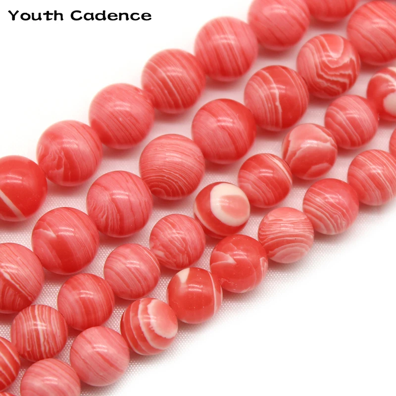 

Red Lace Rhodochrosite Agates Stone Round Loose Spacer Beads For Jewelry DIY Making Accessories Bracelet Necklace 15'' 6 8 10mm