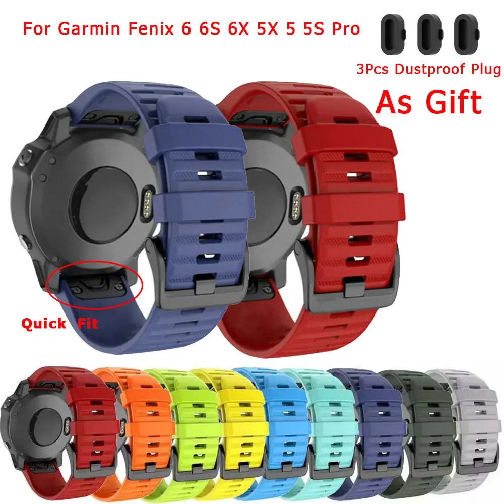 Correa de silicona y tapa antipolvo para reloj Garmin Fenix 6 6X...
