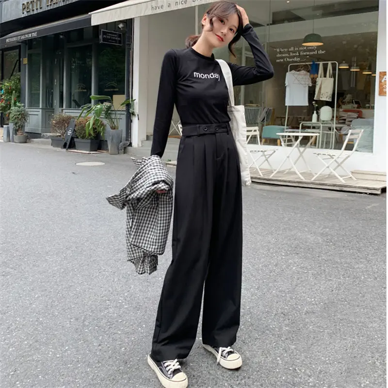 

Alien Kitty High Quality Casual High Waist 2019 Autumn Straight Loose Women Full Length Fashion All-Match Solid Harem Trousers
