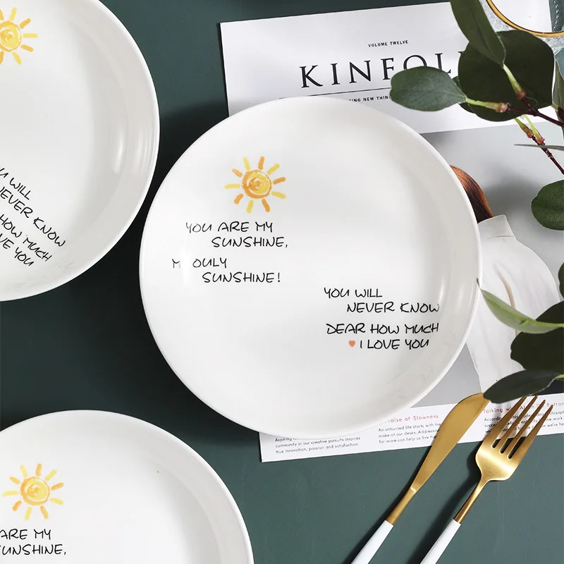 8 дюймов солнце алфавит комбинированные керамические тарелки набор посуды