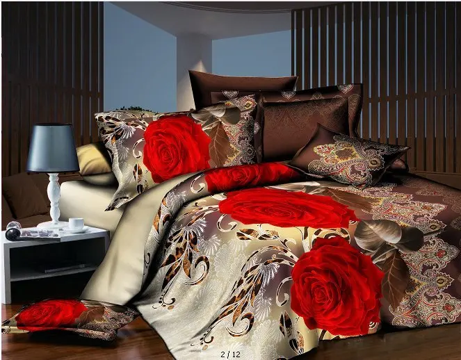 Набор постельного белья с реактивным принтом свадебный декоративный подарок 5d