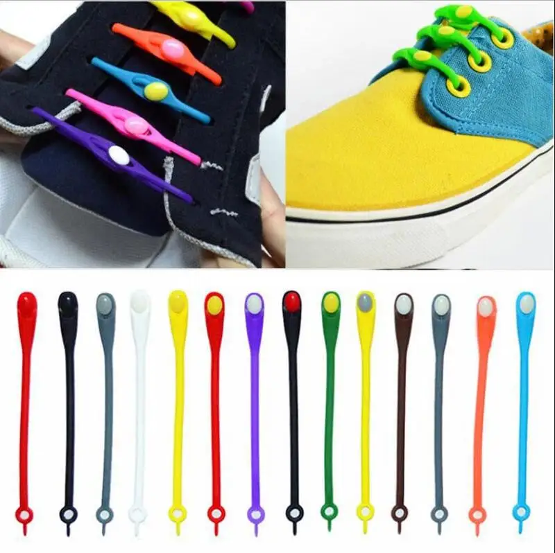 

12pcs/Pack Lazy Elastic Silicone No Tie Shoelaces Strings Round Shoe Laces Band Special Rubber For Sneakers Fit All Straps
