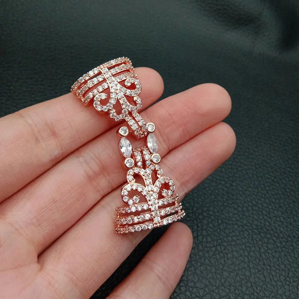 

4pcs Cubic Zircon Micro clasp 26x55mm golden plated