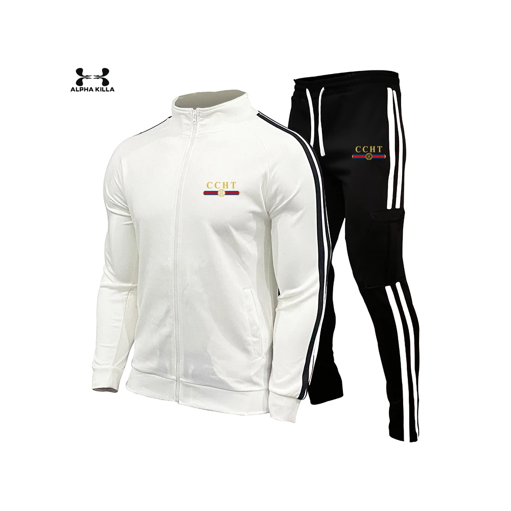

Men's Tracksuit Large Size 3xL Men's Sets summer Autumn 2 Pieces Sweatsuit Men Plus Size Jacket Pants Track Suits Male 2021