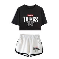 2021 stranger things print t shirts shorts girls sexy sport suit tracksuit shirts outfit leisure two piece set women tops shorts