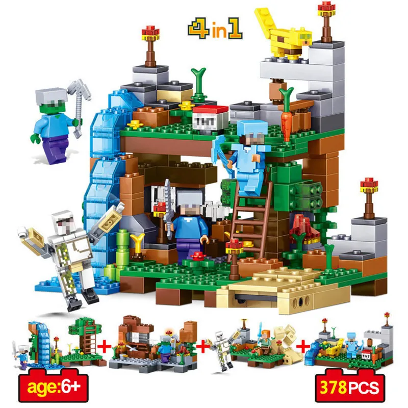 

2021 New My World Steve Village House Figures Assemble Building Blocks Bricks Toys Children Birthday Christmas Gifts