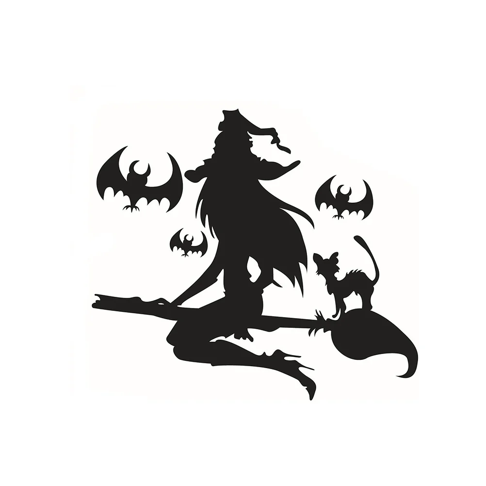 

Happy Witch and Bats Tomb Wall Decals Window Stickers Decorations