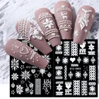 5D тисненые снежинки для ногтей, наклейки для дизайна ногтей, белые блестящие наклейки, Слайдеры для ногтей, зимние рождественские украшения, маникюрная фольга