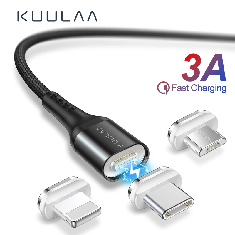 KUULAA Магнитный кабель Micro USB C адаптер быстрой зарядки для iPhone Xiaomi huawei зарядное устройство магнит Быстрая зарядка usb type C USB шнур