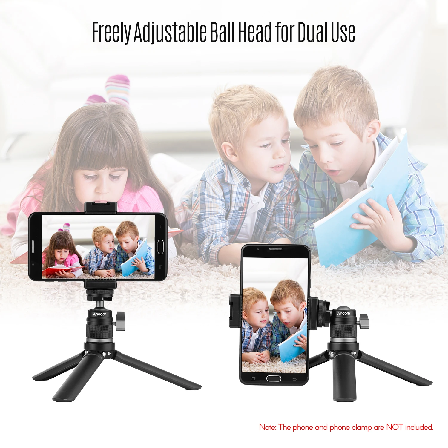 

Andoer Mini Cold Shoe Ball Head Tripod with 1/4 Screw and Cold Shoe Dual Use Aluminum Alloy Compatible with DSLR Action Camera