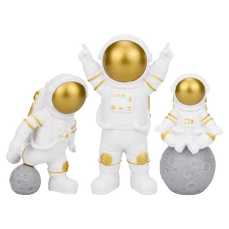 10cm 3Pcs/Pack Simple Plastic   Astronaut Star Spacecraft Tabletop Ornaments  Decoration Christmas Goods Gifts For Friends