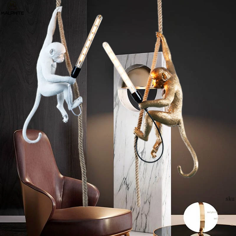 Смоляные подвесные светильники SELETTI смоляная белая обезьяна скандинавские для