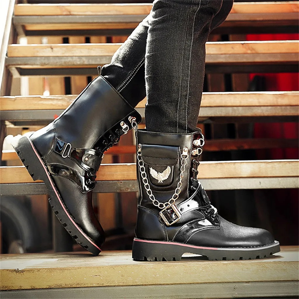 SAGACE/благородный джентльмен Мужские ботинки с металлической цепочкой теплые