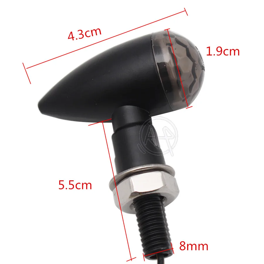 1pair 10mm Bolt Motorcycle Black Metal Blinker Lens Turn Signal Indicator Lighting Amber Light 12V LED Universal Fit |