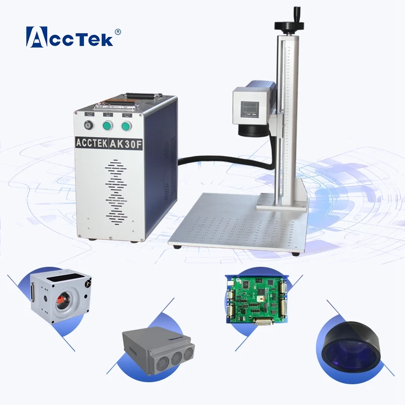 

China Manufacture Supplier Acctek AK20F 20W 30W 50W Fiber Laser Marking Engraving Stainless Steel Machine