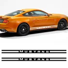 2 шт., Двусторонняя наклейка на юбку автомобиля, Длинные полосы, 5D углеродная Виниловая наклейка для Ford Mustang 2009-2020 GT Shelby, автомобильные аксессуары