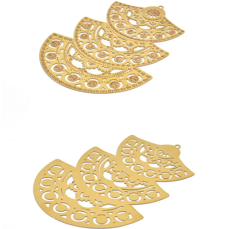 2 шт., Этнический Мотив из сырой латуни (без никеля и свинца).-- (75x56 мм) -- E538