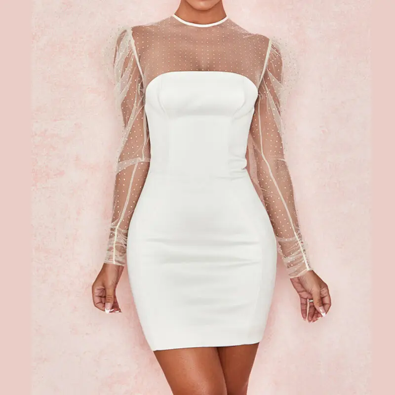 Женские платья в горошек Сезон осень-лето Модное Элегантное Пышное облегающее