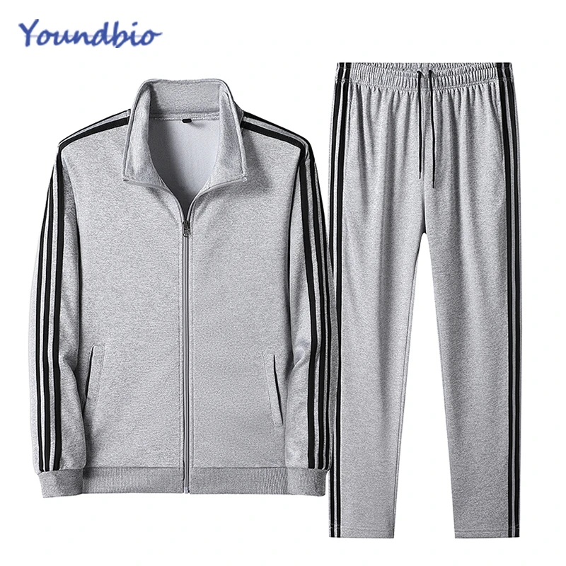 

Men's Sportswear 2 Piece Set Men 2021 Spring Autumn Solid Sportswear Sweatshirt Men Black Jogging Sweatpants Tracksuit For Men
