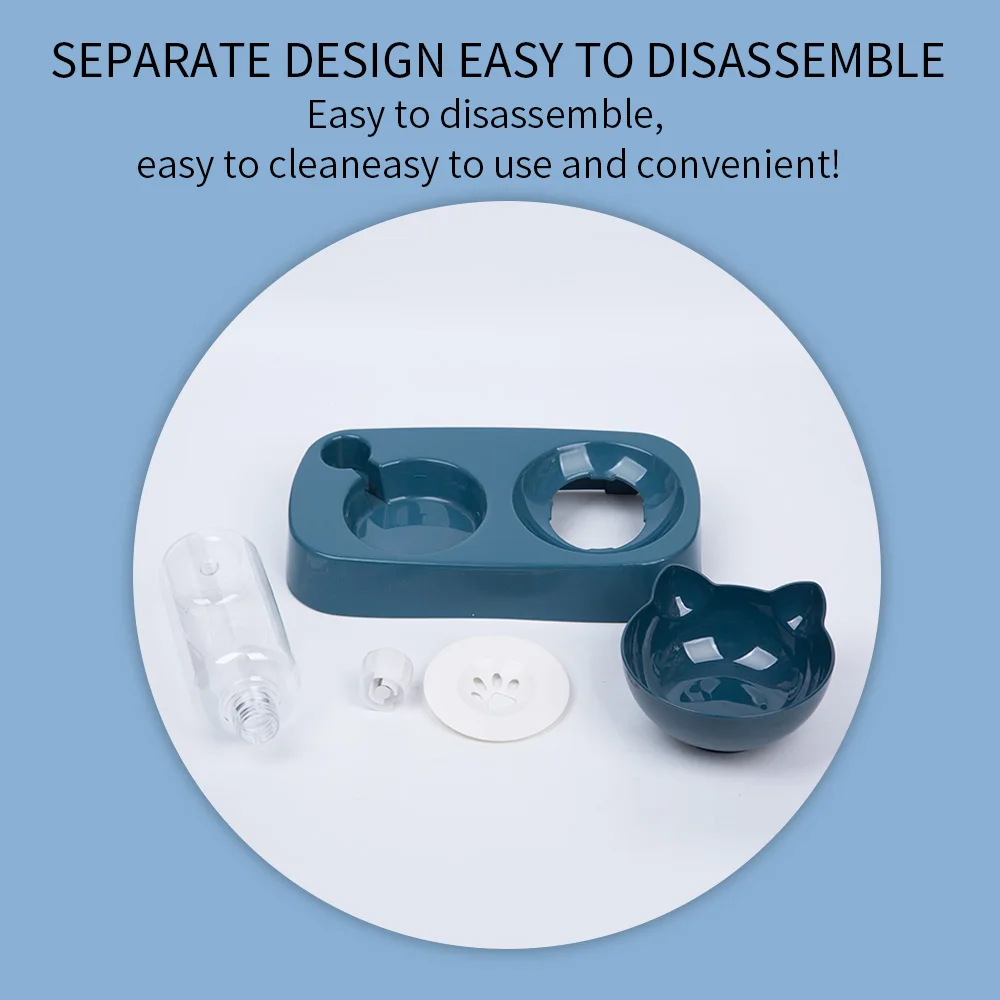 

Pet Supplies Automatic Drinking Fountain Cat Dog Food Bowl Feeder Container Storage Neck Guard Non-Slip Double Adjustable Angle