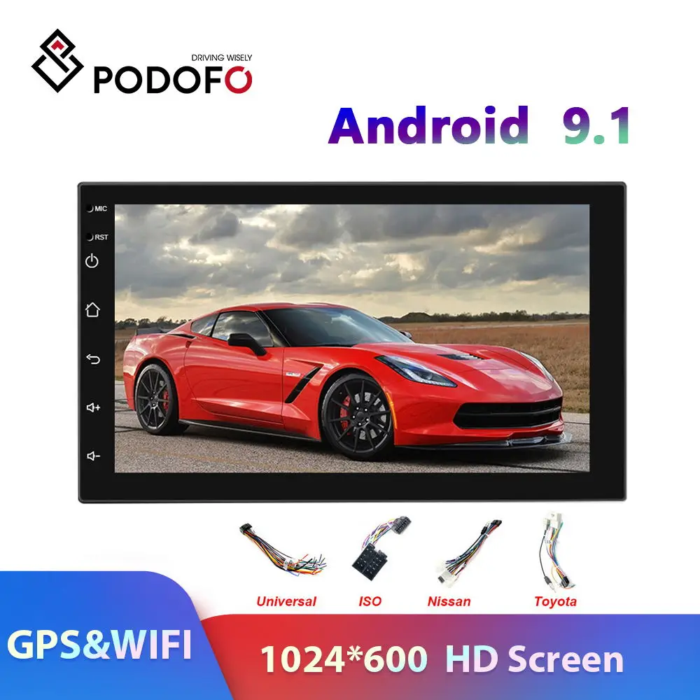 Автомагнитола Podofo 2 din Android 9 1 7 " 2Din GPS Wi Fi универсальная для volkswagena Nissan Hyundai