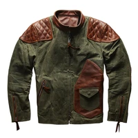 1937 rock can roll read description asian size army genuine cow leather canvas coat wax water proof jacket