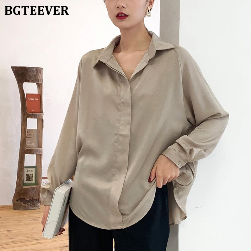 Элегантная женская блузка BGTEEVER с отложным воротником модная однобортная