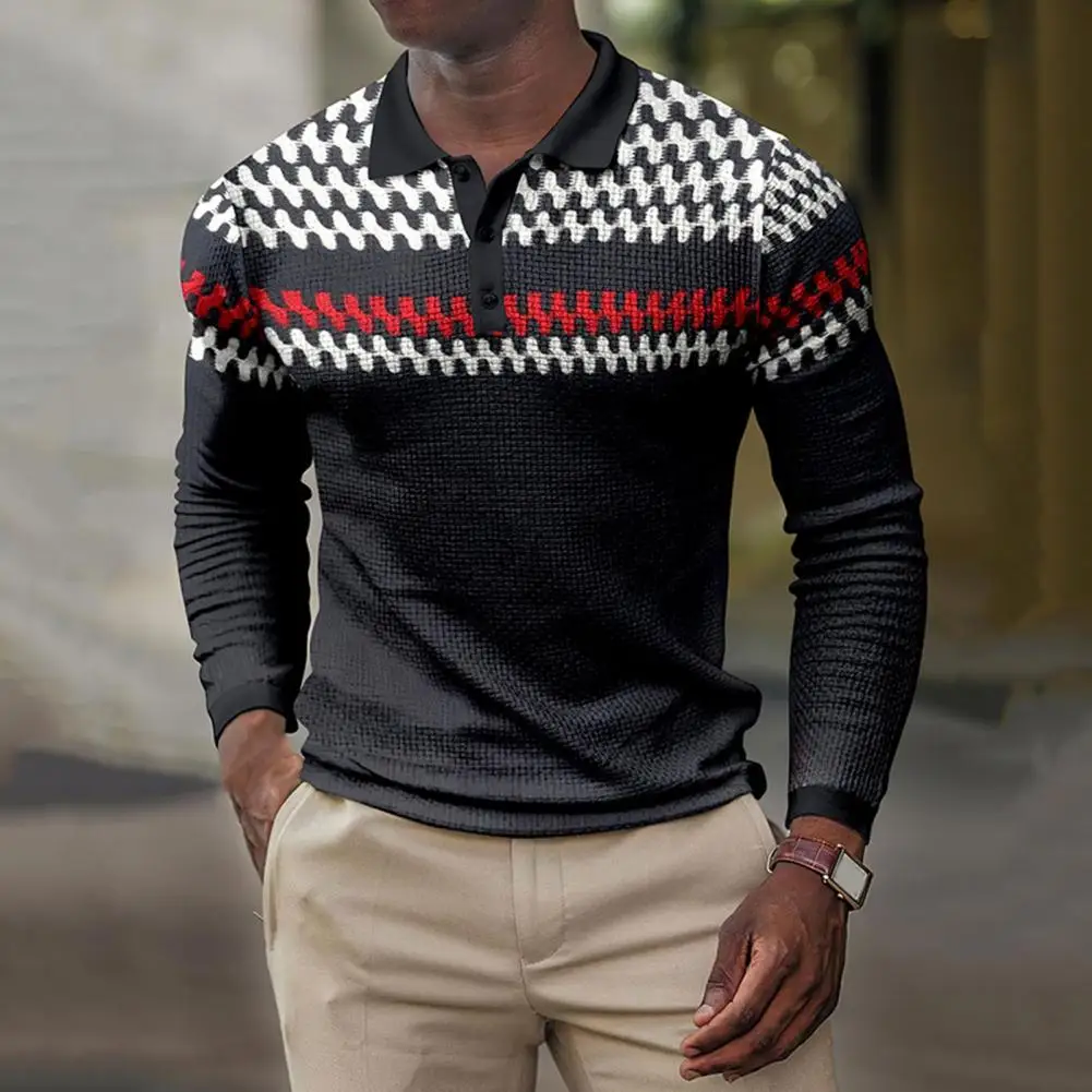 

Дышащая Классическая рубашка с геометрическим принтом и отложным воротником, теплый пуловер, рубашка в этническом стиле для офиса