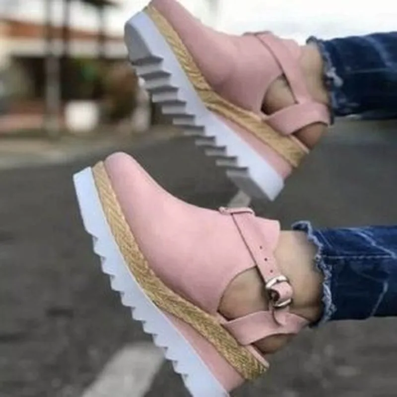 

New Summer Sandals for Women Fashion Women Wedge Shoes High Chunky Heel Sandals Casual Comfortable Buckle Sandals