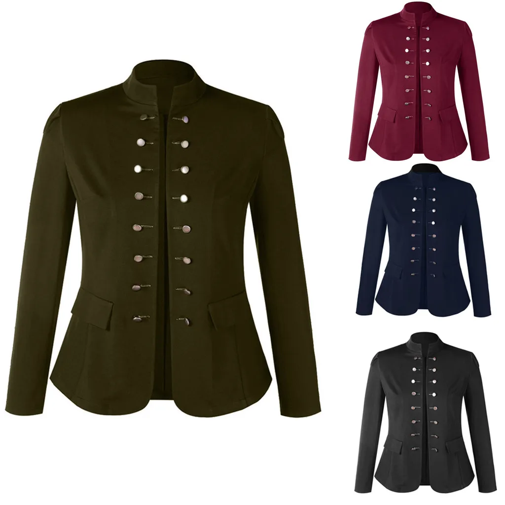 Зимнее теплое пальто Винтаж для женщин пиджак-фрак двубортный костюм S-2XL