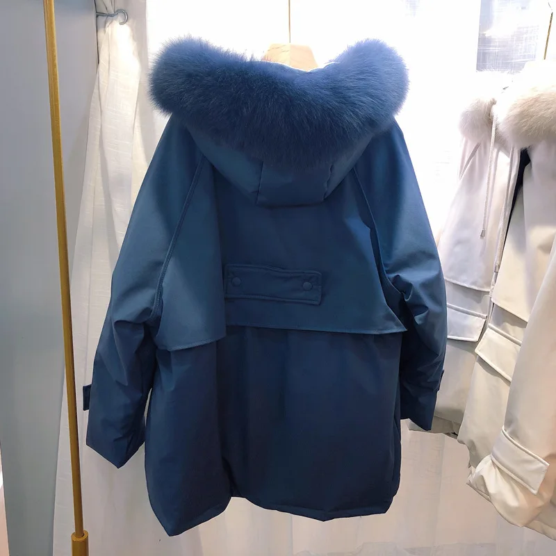Куртка на липучке, женская зимняя, стиль, корейский стиль, прямой крой, короткий, с капюшоном, женское платье, белый утиный пух, простое пальто