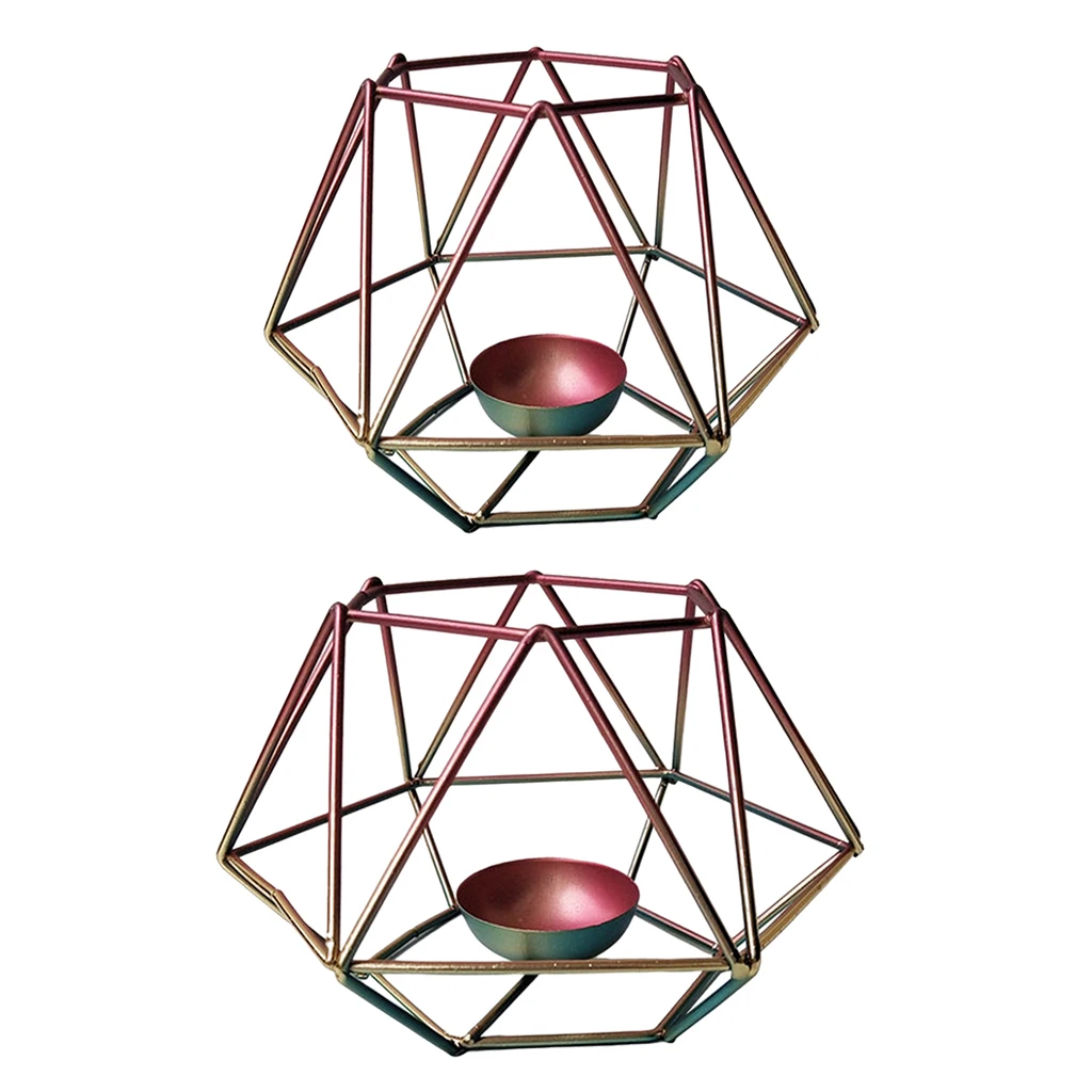 

Geometric Metal Tealight Hexagon Shaped Candle Holders for Vintage Wedding Home Decoration Colour Christmas