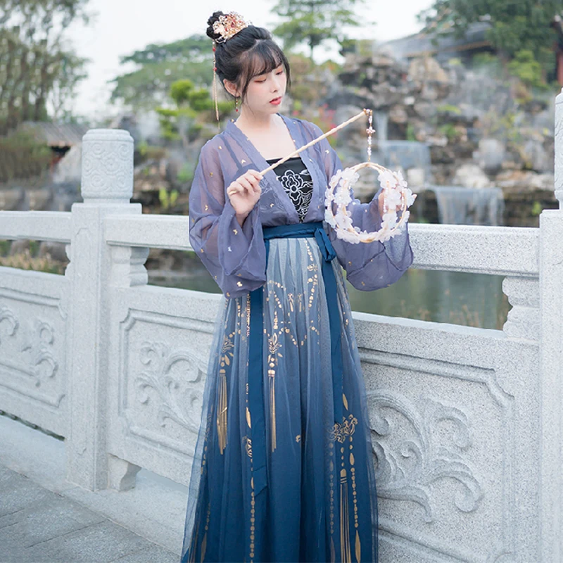 

Traditional Chinese Hanfu Women Tang Qing Dynasty Costume Fairy Dress Classical Dance Clothes Rave Outfit Stage Wear