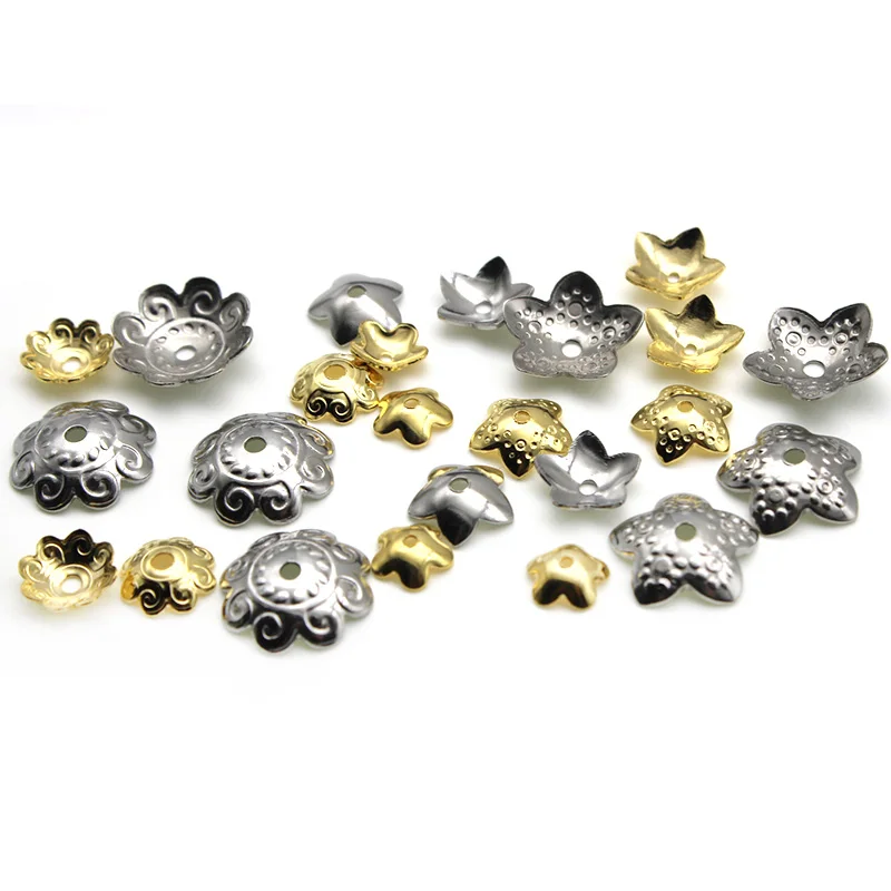 

7mm 10mm Gold Stainless Steel Flower Charm Beads Caps Torus For Jewelry Making End Caps Accessories DIY Craft Necklaces Findings