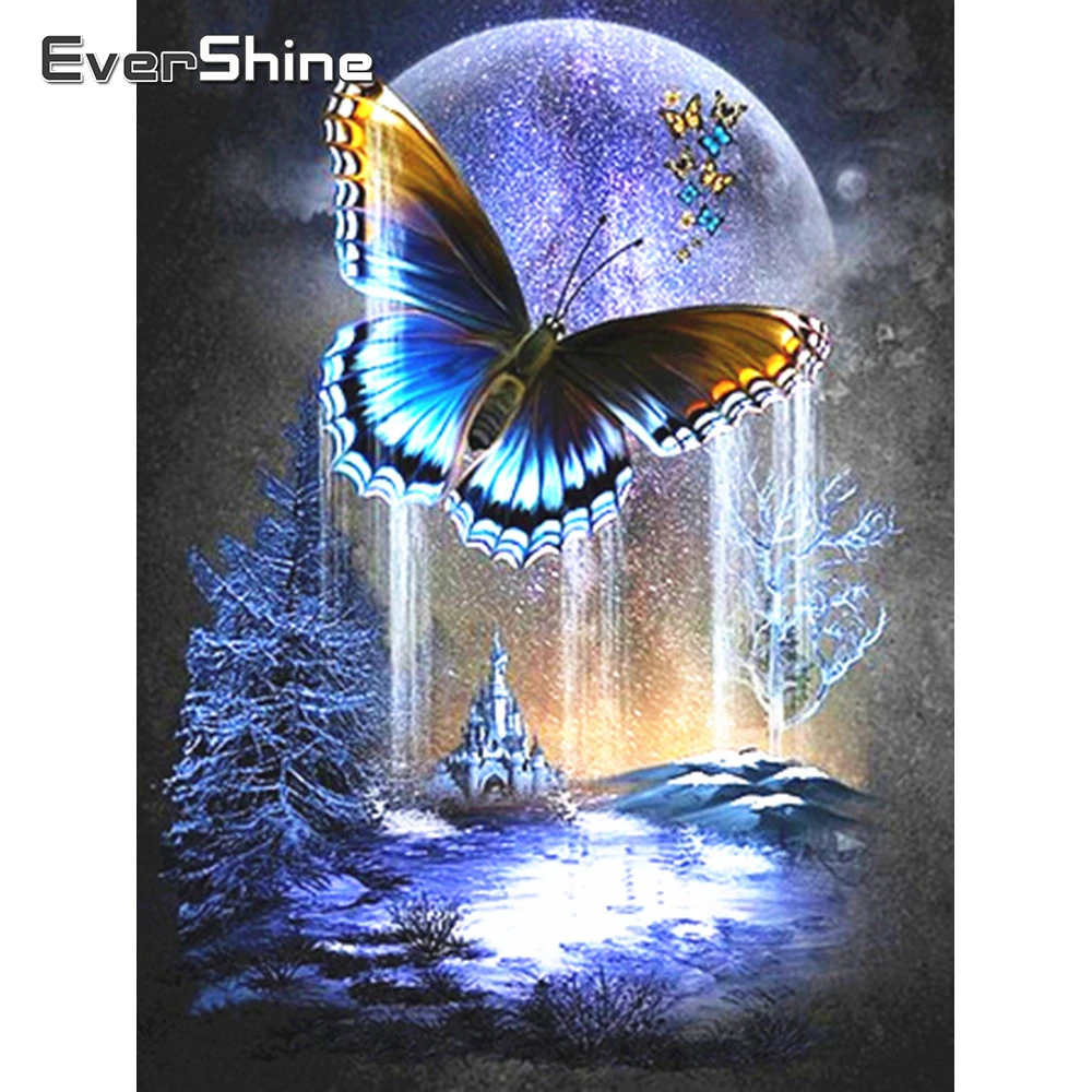 

EverShine Diamond Embroidery Butterfly Cross Stitch Diamond Painting Full Square Animals Rhinestones Art Handmade Wall Decor