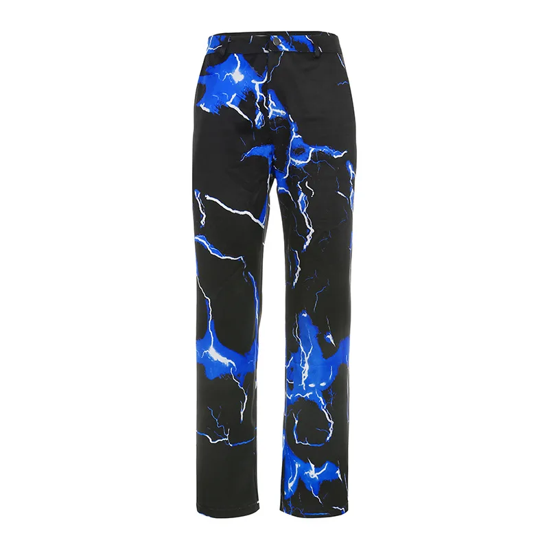 

Lightning Print Cargo Pants Women Casual Ladies Joggers Trousers High Waist Hippie Baggy Pants Autumn Winter ASPA20251