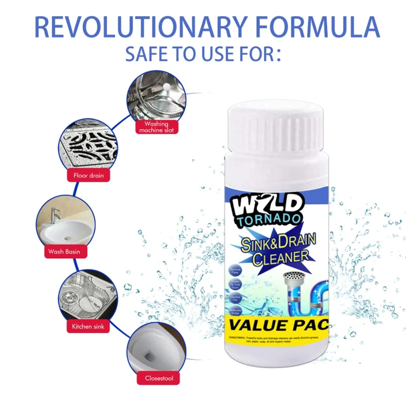 Powerful Sink And Drain Cleaner Pipe Sewer Dredging Chemical Powder Agent For Kitchen Toilet blocking Clean Deodorant | Дом и сад