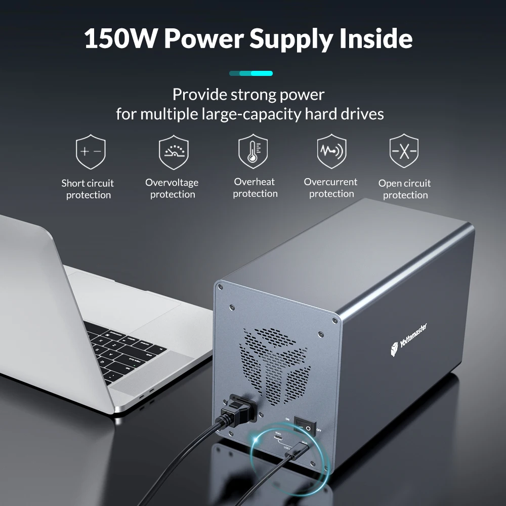 Корпус для жесткого диска Yottamaster 10 Гбит/с USB C с маргариткой емкостью до 192 ТБ